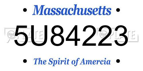 5U84223 Massachusetts License Plate