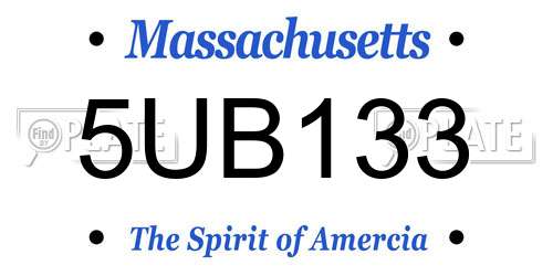 5UB133 Massachusetts License Plate