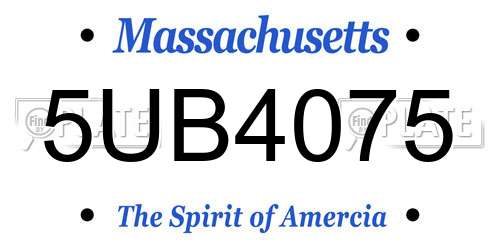 5UB4075 Massachusetts License Plate