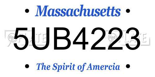 5UB4223 Massachusetts License Plate