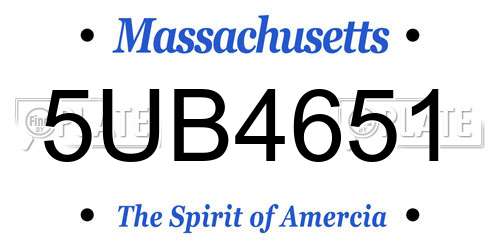 5UB4651 Massachusetts License Plate