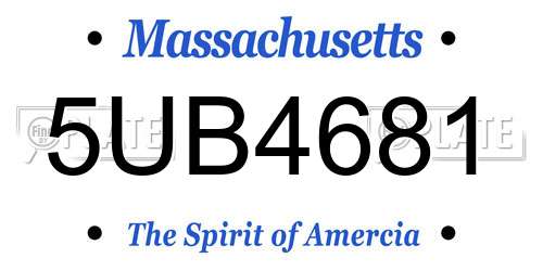 5UB4681 Massachusetts License Plate