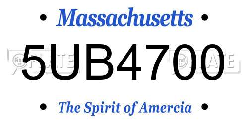 5UB4700 Massachusetts License Plate