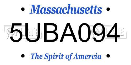 5UBA094 Massachusetts License Plate