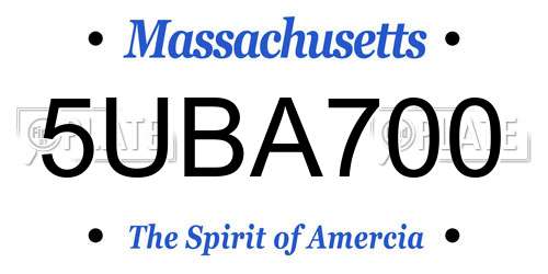 5UBA700 Massachusetts License Plate