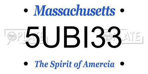 5UBI33 Massachusetts License Plate