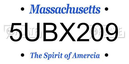 5UBX209 Massachusetts License Plate