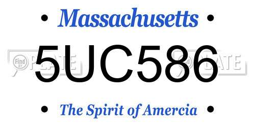 5UC586 Massachusetts License Plate