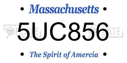 5UC856 Massachusetts License Plate