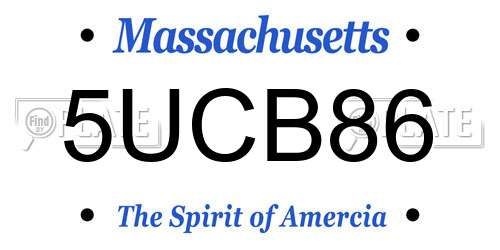 5UCB86 Massachusetts License Plate