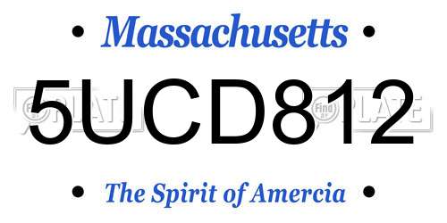 5UCD812 Massachusetts License Plate