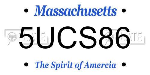 5UCS86 Massachusetts License Plate