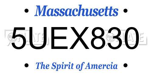 5UEX830 Massachusetts License Plate