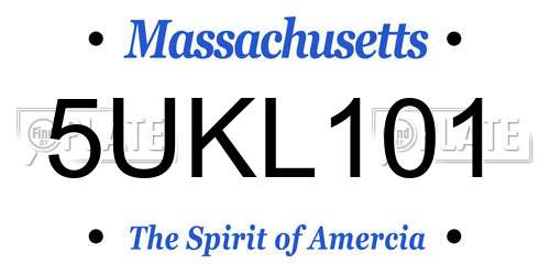 5UKL101 Massachusetts License Plate