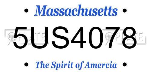 5US4078 Massachusetts License Plate