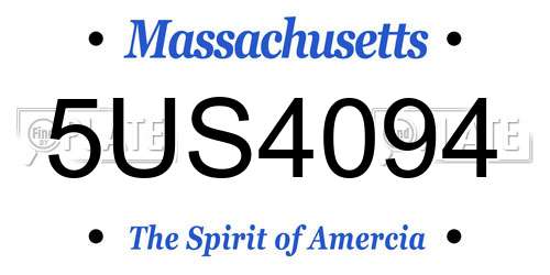 5US4094 Massachusetts License Plate