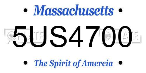 5US4700 Massachusetts License Plate