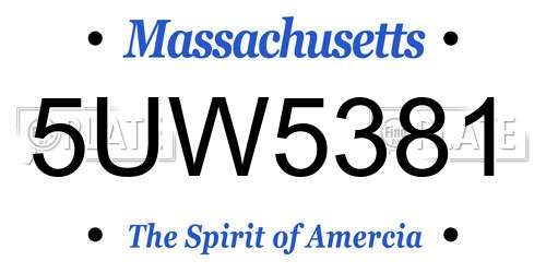 5UW5381 Massachusetts License Plate