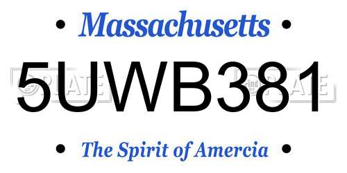 5UWB381 Massachusetts License Plate