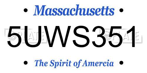 5UWS351 Massachusetts License Plate