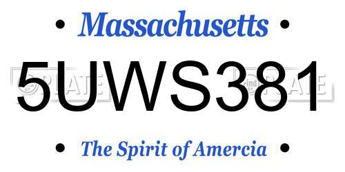 5UWS381 Massachusetts License Plate