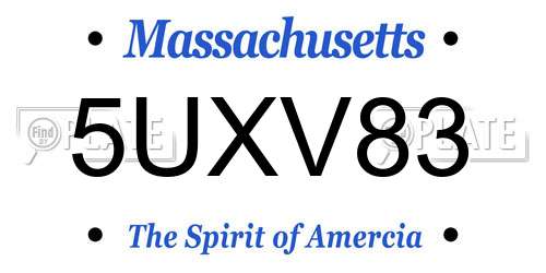 5UXV83 Massachusetts License Plate