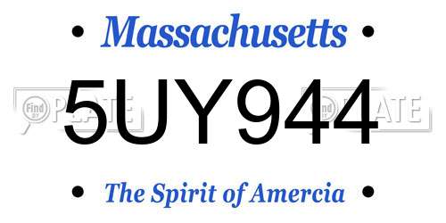 5UY944 Massachusetts License Plate