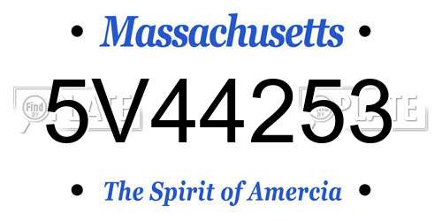 5V44253 Massachusetts License Plate