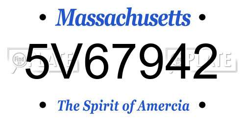 5V67942 Massachusetts License Plate