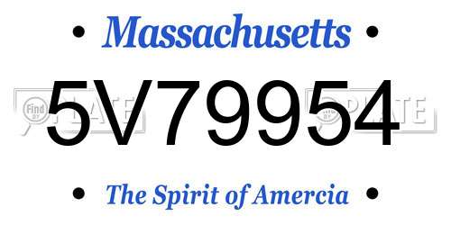 5V79954 Massachusetts License Plate