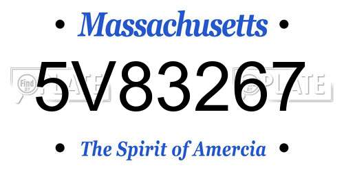 5V83267 Massachusetts License Plate