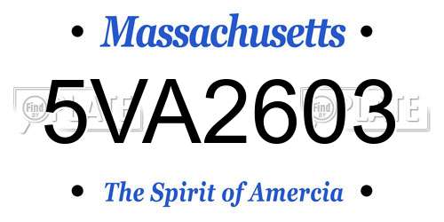 5VA2603 Massachusetts License Plate