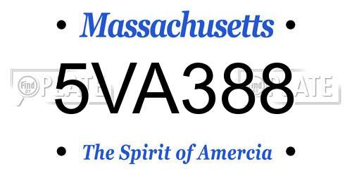 5VA388 Massachusetts License Plate