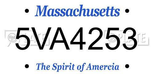 5VA4253 Massachusetts License Plate