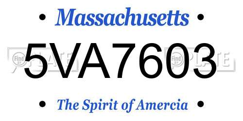 5VA7603 Massachusetts License Plate