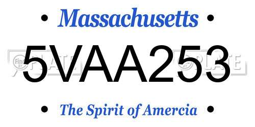 5VAA253 Massachusetts License Plate