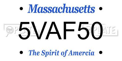 5VAF50 Massachusetts License Plate