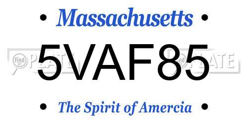 5VAF85 Massachusetts License Plate