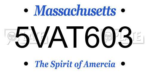 5VAT603 Massachusetts License Plate