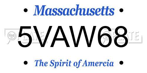 5VAW68 Massachusetts License Plate