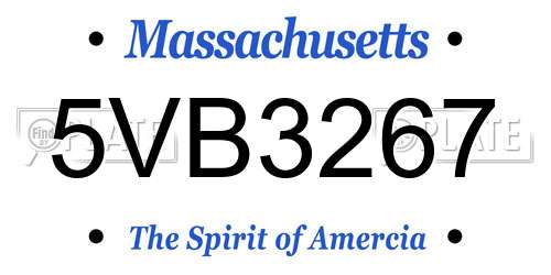 5VB3267 Massachusetts License Plate