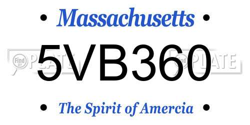 5VB360 Massachusetts License Plate