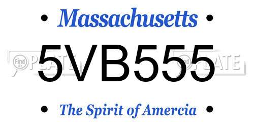 5VB555 Massachusetts License Plate