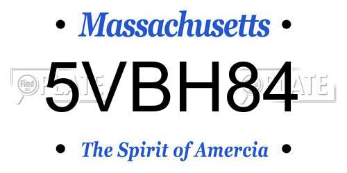5VBH84 Massachusetts License Plate
