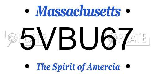 5VBU67 Massachusetts License Plate