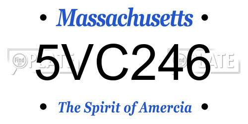 5VC246 Massachusetts License Plate