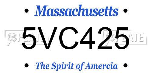 5VC425 Massachusetts License Plate
