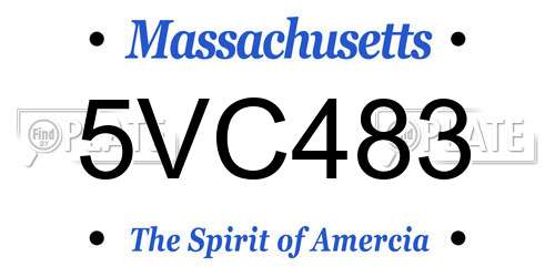 5VC483 Massachusetts License Plate