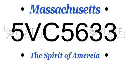 5VC5633 Massachusetts License Plate