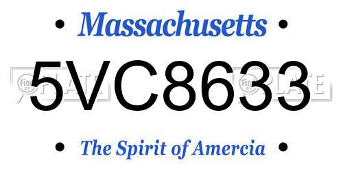 5VC8633 Massachusetts License Plate